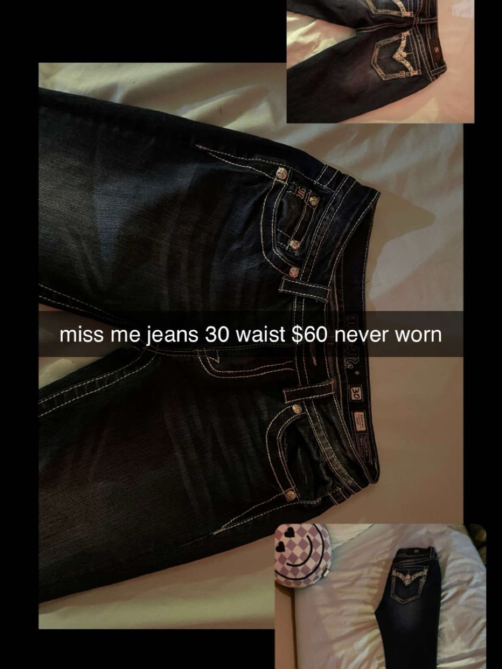 Miss Me Black Bootcut Jeans with White Contrast Stitching